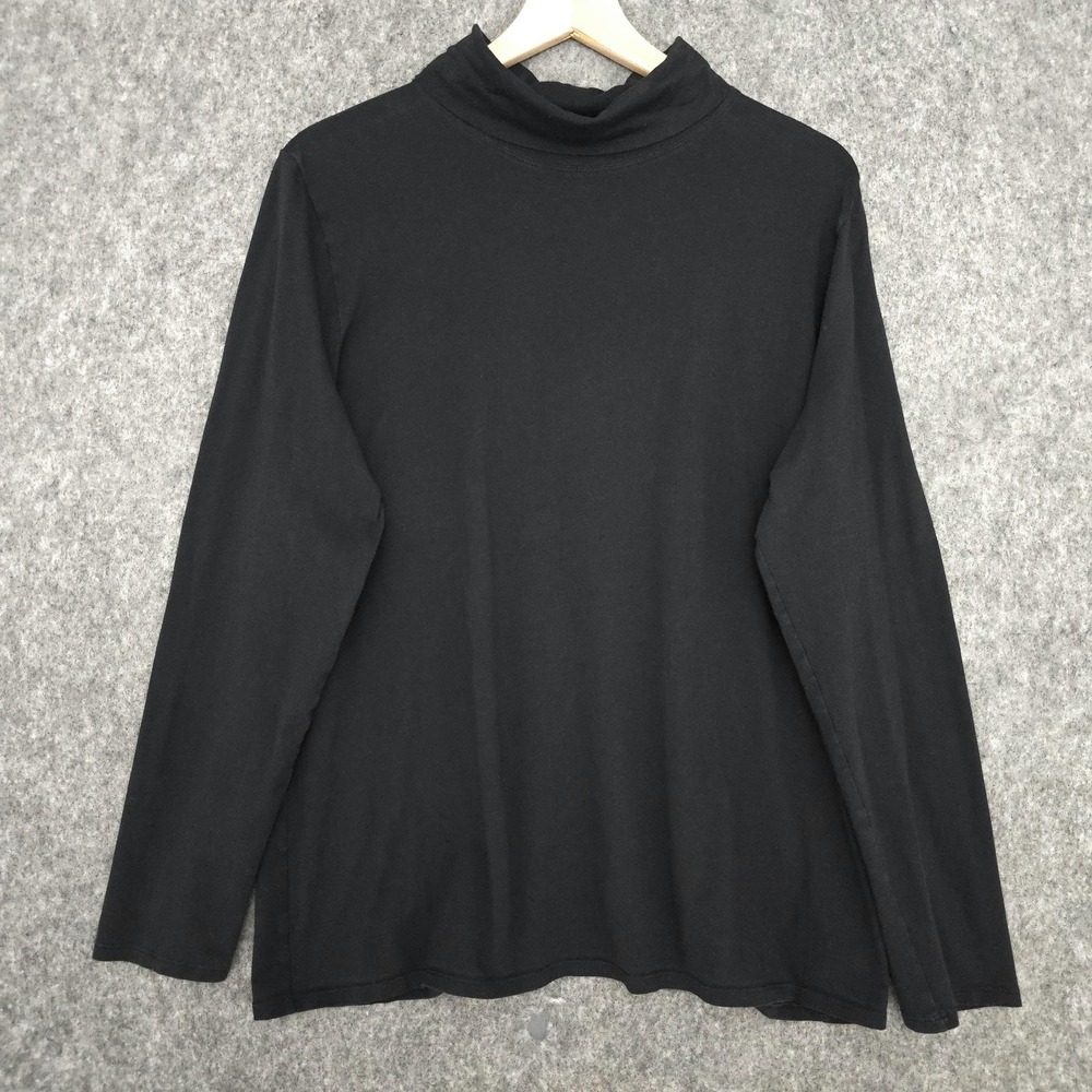 Duluth Trading Co Shirt Womens 2XL Black‎ Turtleneck Long Sleeve No-Yank T-Shirt